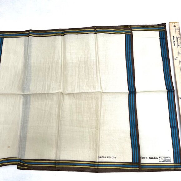 ew  set of 2 Pierre Cardin  handkerchiefs cotton 18" olive brown stripe (65 - Picture 6 of 9